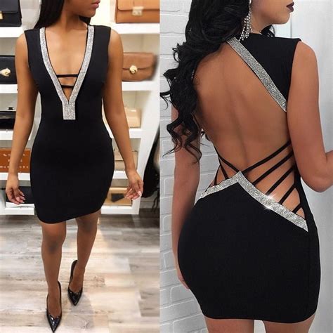 Sexy Women Backless Sequin Bandage Bodycon Dress Cocktail Evening Party