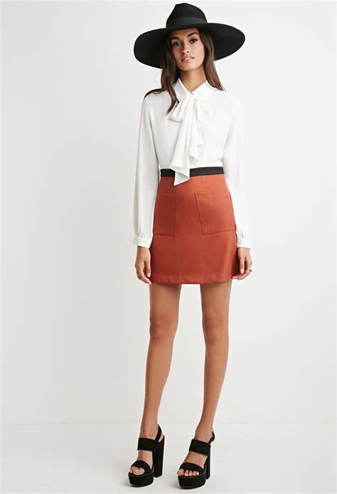 Self Tie Blouse And Colorblocked Skirt Combo Dress Forever 21