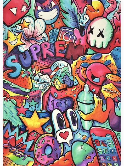 Supreme Copic Marker Doodle Poster By Eadanshamir Redbubble
