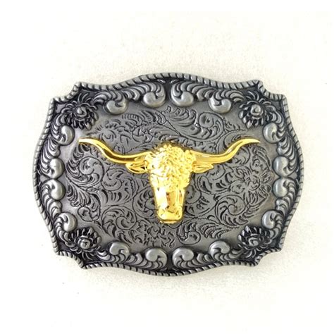 Western Belt Buckles Cowboy Belt Buckles For Men Gold Bull Head Metal