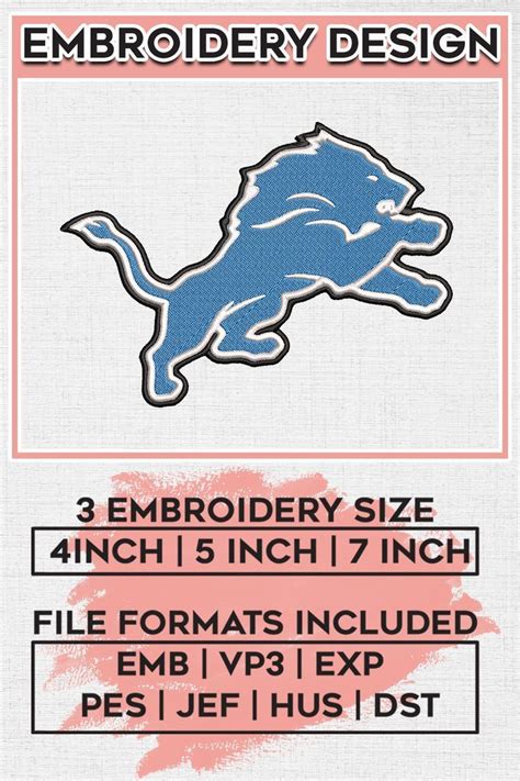 Lions Nfl Logo Embroidery Designs Detroit Lions Football Embroidery