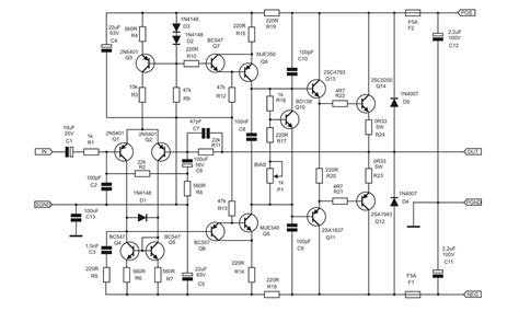 This is 2 transistor circuit diagram. 80 Watt Mono 2SC5200 2SA1943 Ultimate Fidelity Amplifier Circuit Schematic