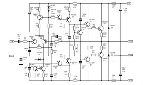 This is 2 transistor circuit diagram. 80 Watt Mono 2SC5200 2SA1943 Ultimate Fidelity Amplifier Circuit Schematic