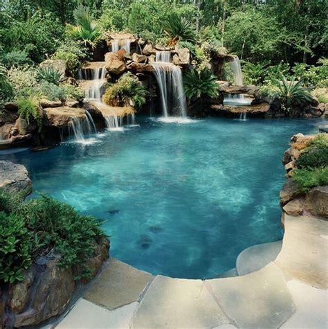 Waterfall Garden 48 Swimming Pools Backyard Cool Swimming Pools