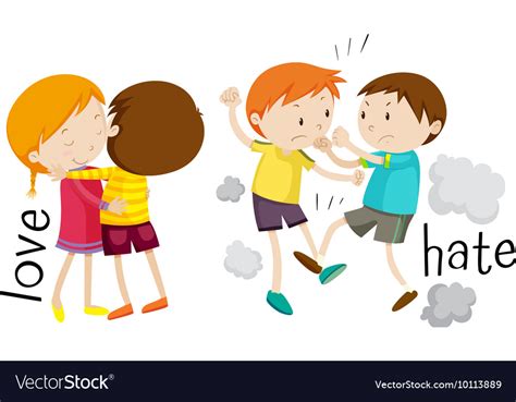 Kids Showing Love And Hate Royalty Free Vector Image