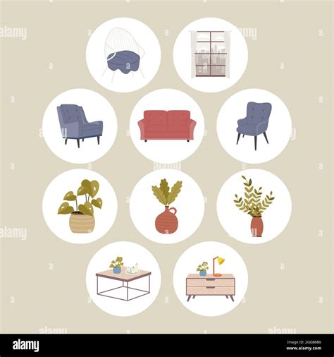 Set Of Comfy House Objects Stock Vector Image And Art Alamy