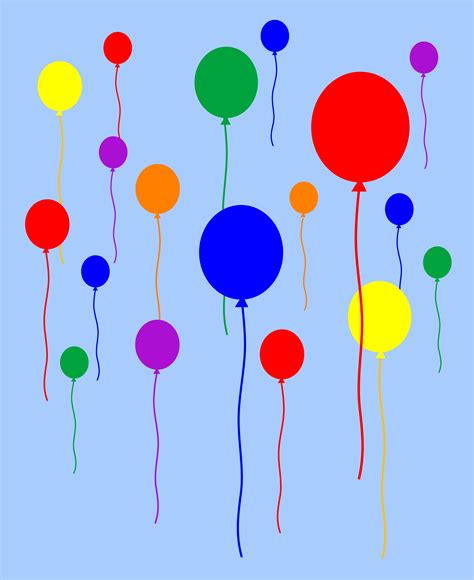Rainbow Balloons Flying In Sky Free Clip Art
