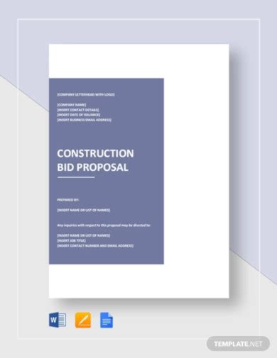 Construction Bid 8 Examples Format Pdf
