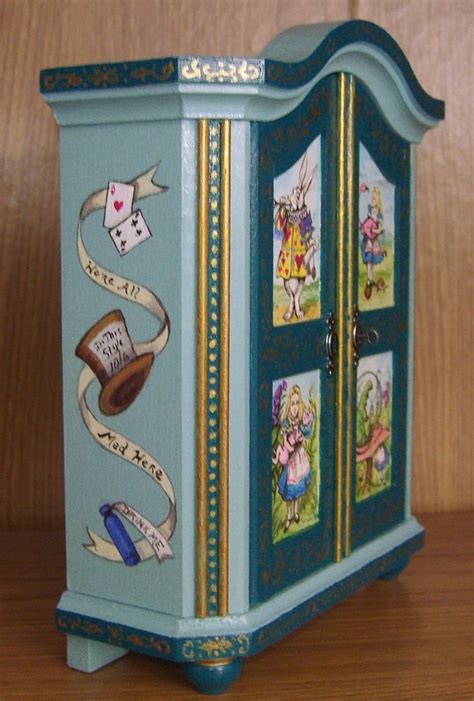 Alice In Wonderland Miniature Dollhouse Armoire Wardrobe Hand Painted