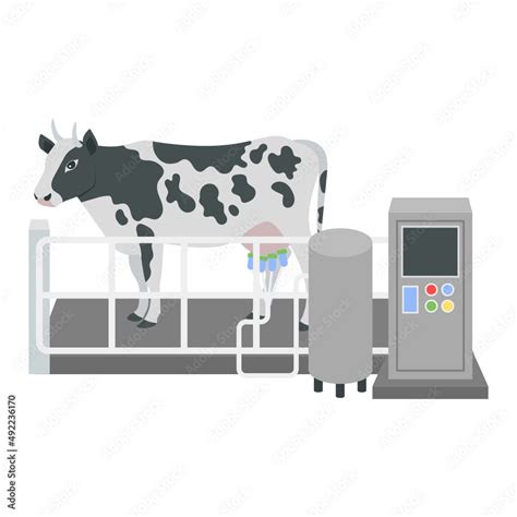 Robotic Cow Milking Machine Concept Farming Equipment Vector Icon Design Caseiculture Symbol