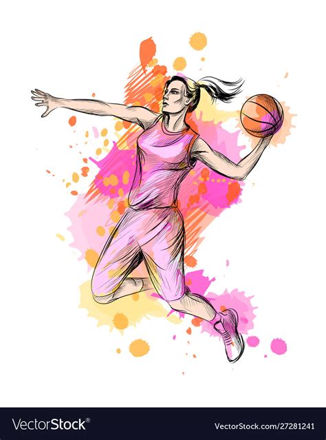 Abstract Basketball Player With Ball From A Splash