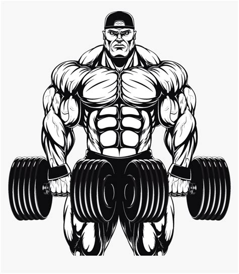 Clip Art Collection Of Free Muscles Bodybuilder With Dumbbell Vector