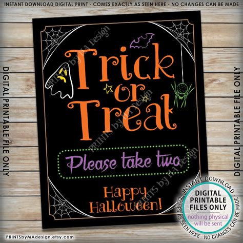 Trick Or Treat Sign Please Take Two Help Yourself To Candy Etsy