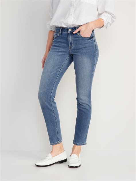 Mid Rise Power Slim Straight Jeans For Women Old Navy