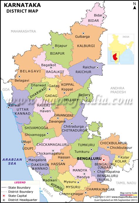 In 1973, the mysore state was renamed karnataka. Karnataka District Map, District map of Karnataka