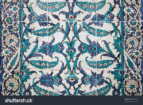 Ancient Tile Pattern On Ceramic Wall In Topkapi Palace In Istanbul