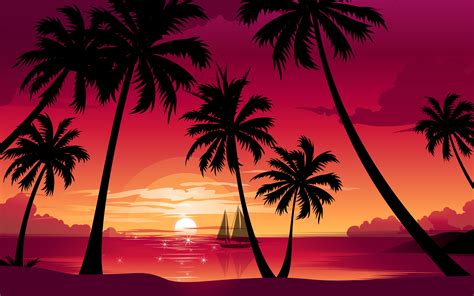 Sunset Beach Background Drawing Free Beach Sunset Vectors 4 000