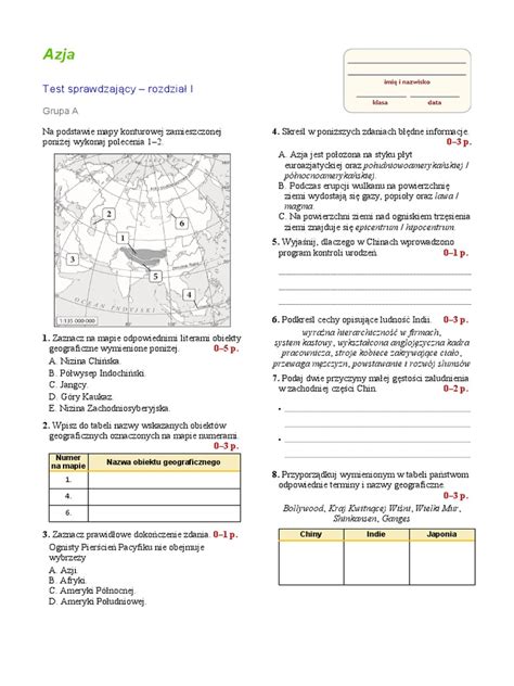 Test Sprawdzajacy Z Rozdzialu Azja | PDF