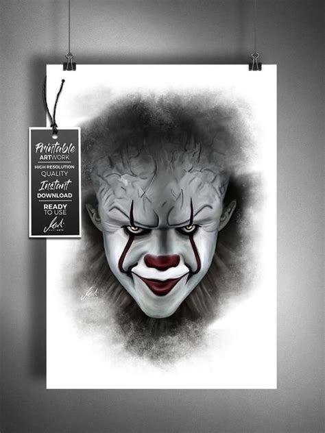 Clown Pennywise Stephen Kings It Horror Artwork Handmade Printable Art Poster Instant