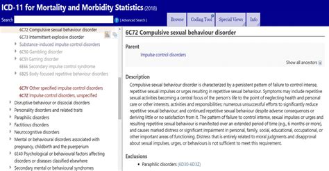 Compulsive Sexual Behaviour Icd 11 World Health Organization