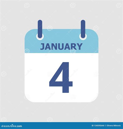 Calendario El 4 De Enero Ilustración Del Vector Ilustración De Enero