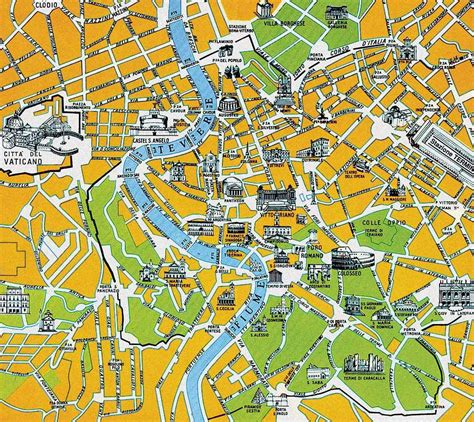 Rome Touristic City Map Mapsofnet