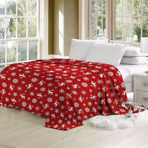 Luxurious Christmas Printed Reindeer Super Soft Plush Flannel Blanket