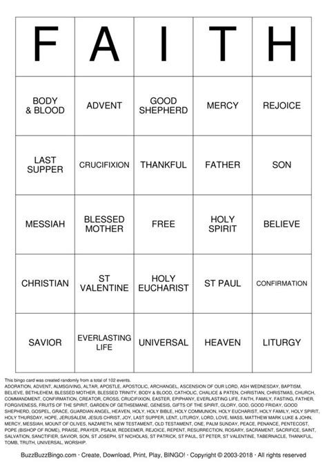 Faith Bingo Cards To Download Print And Customize