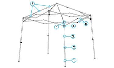 For abccanopy deluxe 10' x 10' commercial instant pop up canopy gazebo shelter lower peak pole with spring replacement parts (part n and part i). EZ Up Canopy Shelter Parts