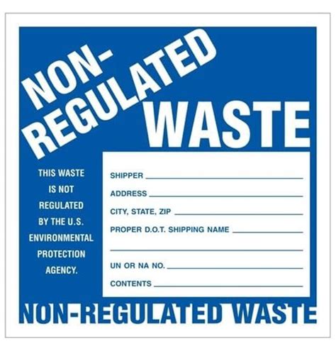 Non Regulated Waste Industrial Labels X Inches Vinyl Pack Of