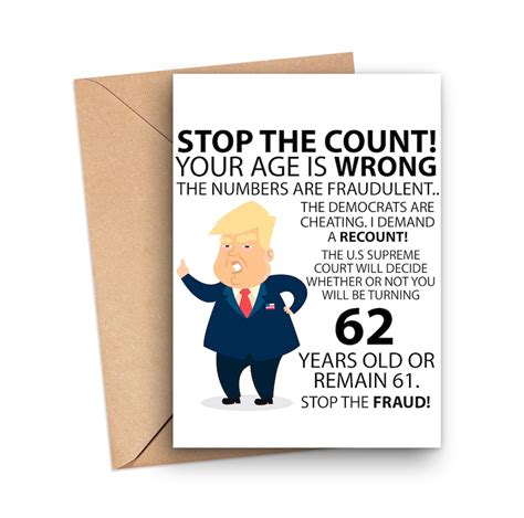 Funny 62nd Birthday Card Funny Trump 62nd Birthday Card Etsy