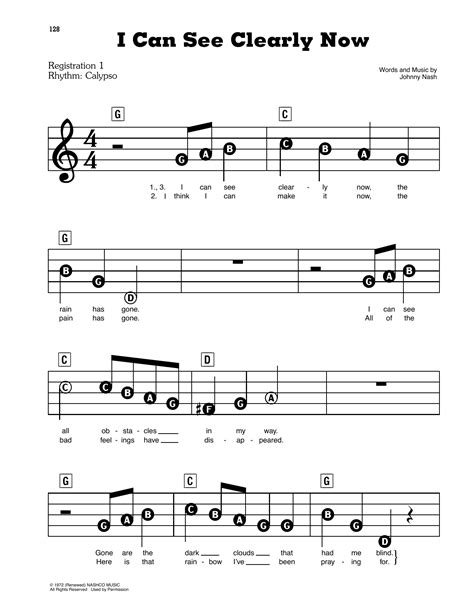 Jimmy Cliff I Can See Clearly Now Sheet Music Chords And Lyrics