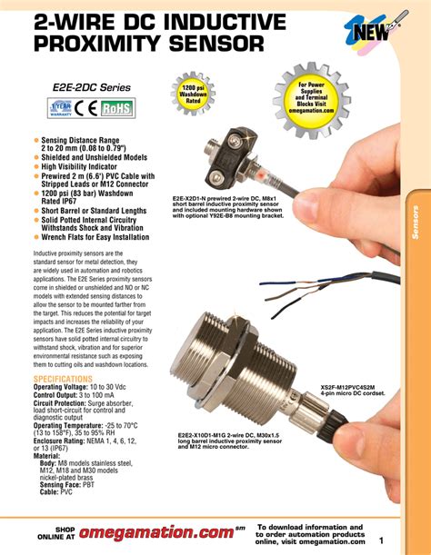 Wire Dc Inductive Proximity Sensor E E Dc Series Manualzz