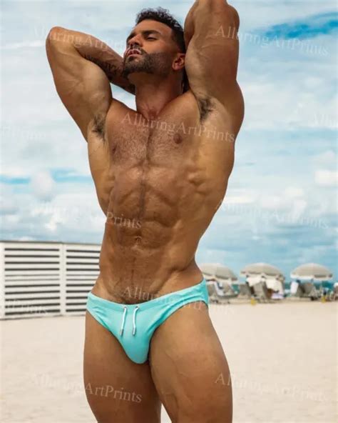 MALE MODEL PRINT Muscular Handsome Beefcake Shirtless Hunk Hot Man