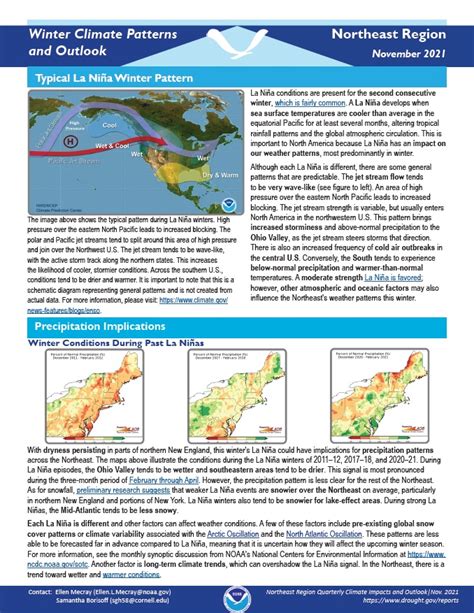 La Niña Impacts And Outlook For The Northeast Region November 2021
