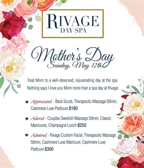 Mothers Day Specials Rivage Day Spa