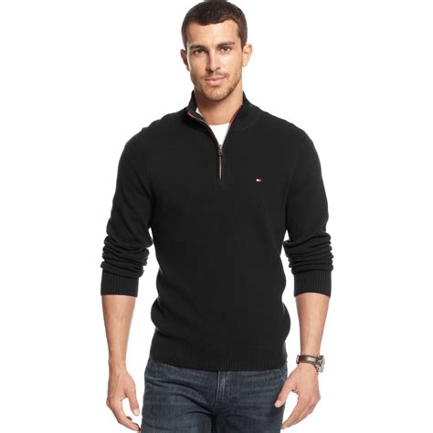 Tommy Hilfiger Zipped Sweater In Black For Men Lyst