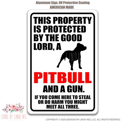 Pitbull Dog Sign Dog Warning Sign Dog Sign Pitbull Warning Etsy