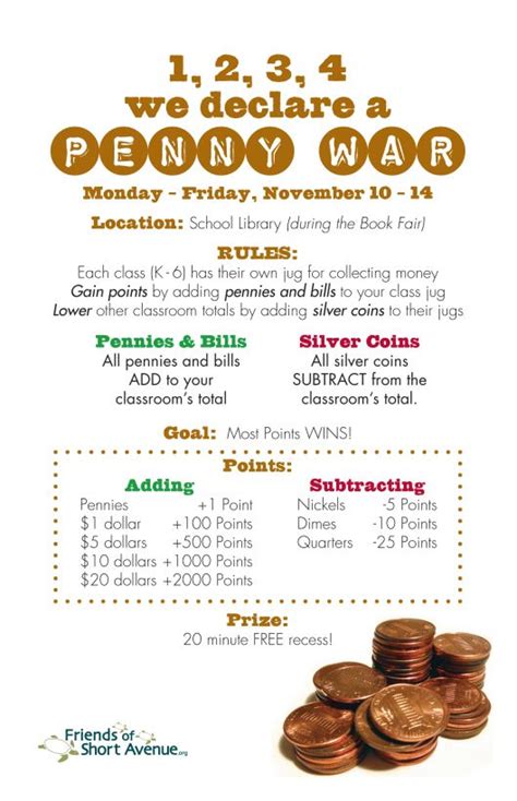 1 2 3 4 We Declare A Penny War Pta Fundraising School