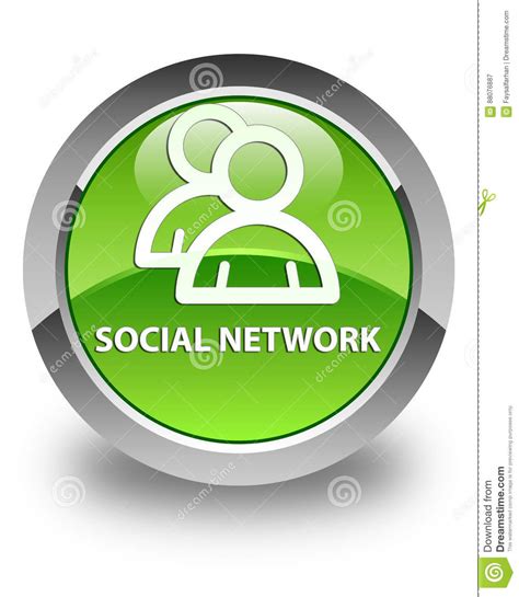 Social Network Group Icon Glossy Green Round Button Stock