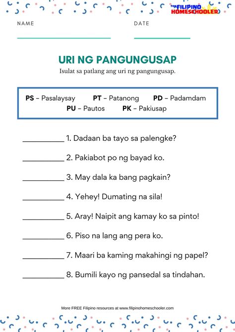 Ayos Ng Pangungusap Worksheet Grade 5