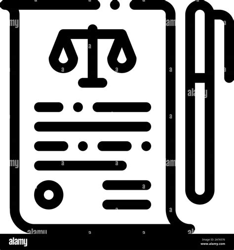 Sheet Of Paper And Pen In Court Law And Judgement Icon Vector