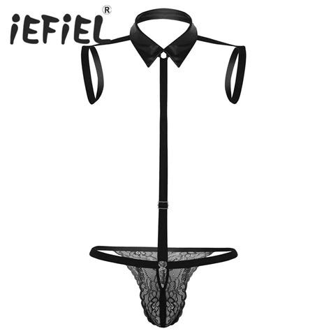 Buy Iefiel Sexy Mens Male Lingerie Sissy One Piece Collared See Through Lace