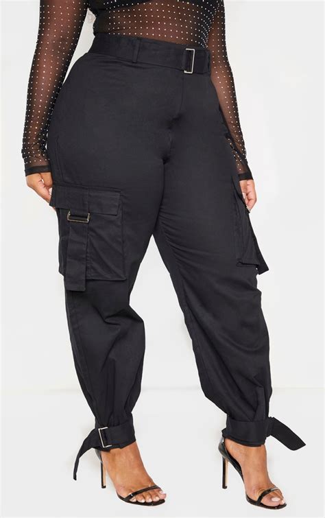Plus Black Cargo Trousers Plus Size Prettylittlething Aus