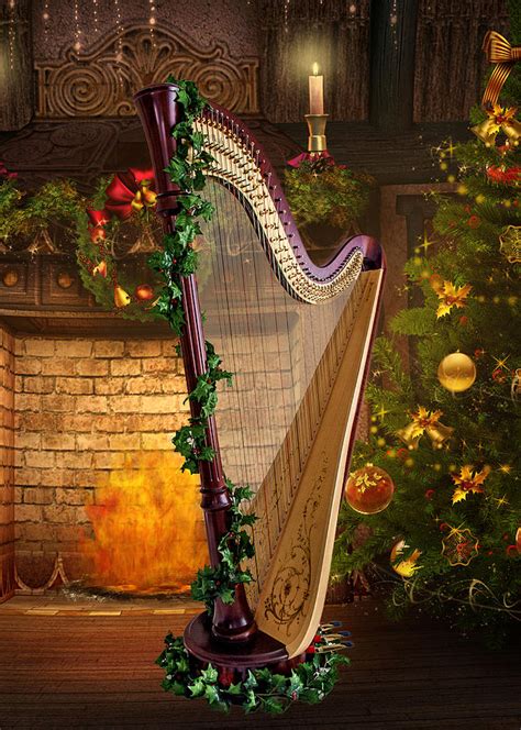 Holly Christmas Harp Photograph By Pat Eisenberger