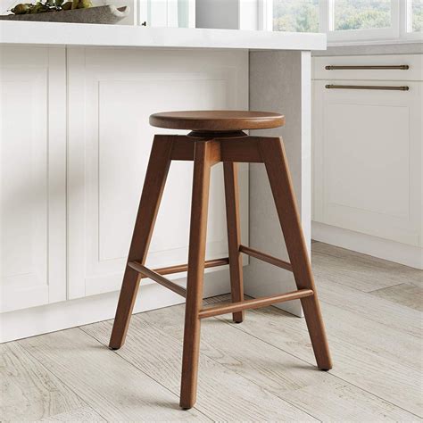 Amalia Backless Kitchen Counter Height Bar Stool Solid Wood With 360