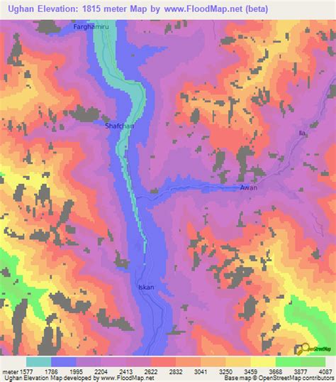 The average elevation is about 2,000 feet. Elevation of Ughan,Afghanistan Elevation Map, Topography ...
