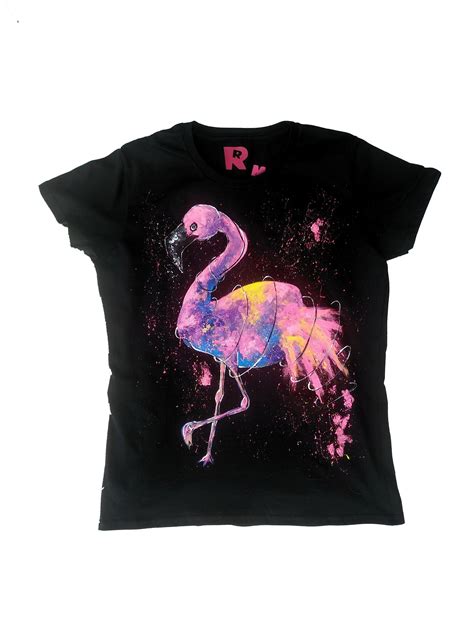 Koszulka Z Flamingiem Ręcznie Malowana Idealna Na Prezent Dla Etsy