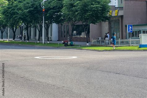 Traffic Policewoman Police Woman In The Street Pyongyang Dprk North