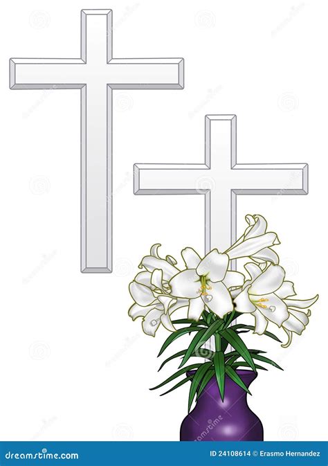 Easter Cross And Lilies Stock Illustration Illustration Of Cross